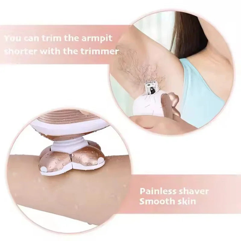 Painless Women's Electric Shaver Bikini Leg Electric Razors for Women Body Shaver Waterproof Wet Dry Lady Hair Remover Underarm